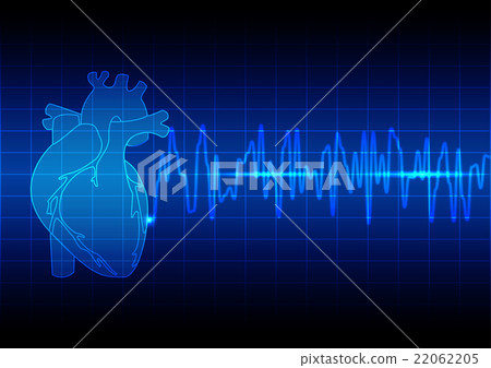 Vector Illustration heart rhythm ekg on blue 22062205
