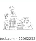 black and white house in cartoon style 22062232