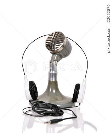 vintage microphone and headphones vintage microphone and headphones 22062876