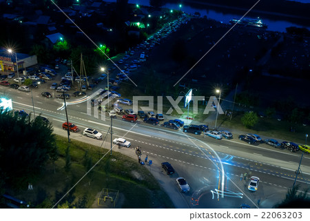 Cars along road and post of traffic police. Tyumen 22063203