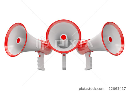 Megaphones, 3D rendering Megaphones, 3D rendering 22063417