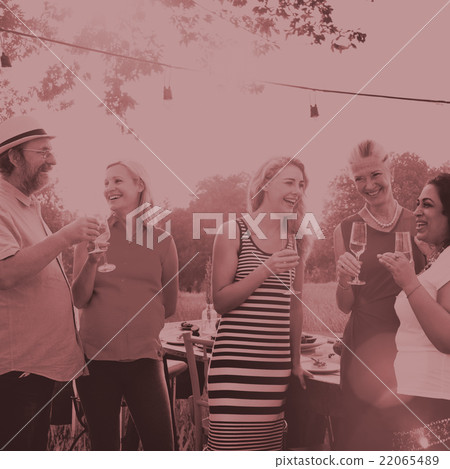 Diverse Neighbors Drinking Party Yard Concept 22065489