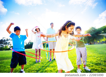Family Bonding Park Relaxing Exercise Concept 22065890