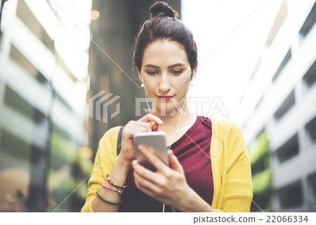 Woman Using Mobility Social Media Online Concept Woman Using Mobility Social Media Online Concept 22066334