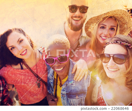 Friendship Bonding Relaxation Summer Beach Happiness Concept Friendship Bonding Relaxation Summer Beach Happiness Concept 22068646