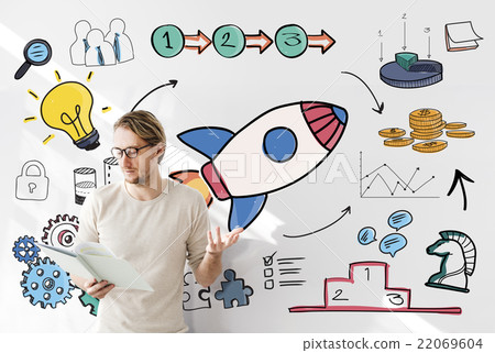Start Up Business Launch Rocket Graphic Concept Start Up Business Launch Rocket Graphic Concept 22069604
