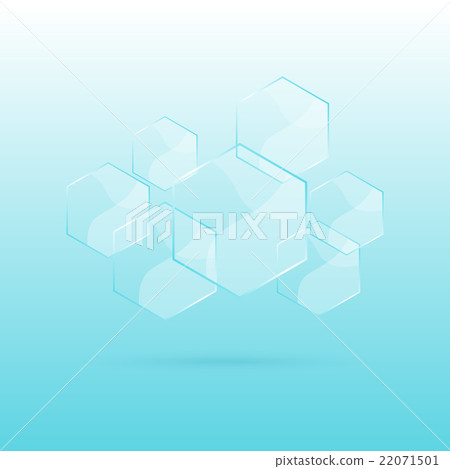 Hexagon transparent elements on blue background 22071501