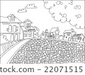 black and white town square in cartoon style 22071515