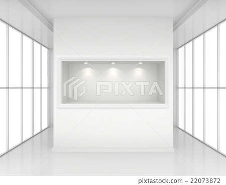 Exhibit Showcases with light sources in blank 22073872