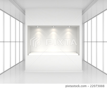 Showcase with lights and podiums for samples Showcase with lights and podiums for samples 22073888