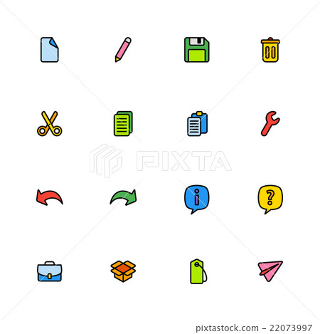 colorful line simple web icon set 22073997