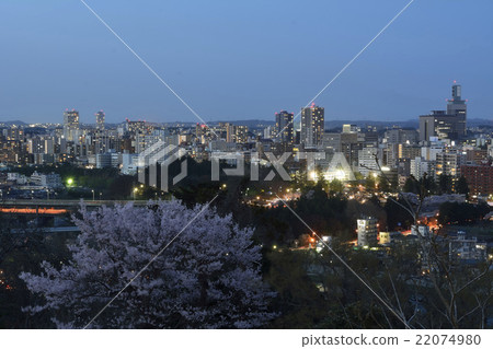 在仙台市仙台市的夜景 照片素材 圖片 圖庫