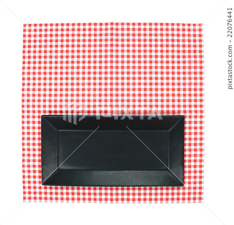 Top view plate on red tablecloth texture Top view plate on red tablecloth texture 22076441