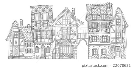 Vector cute fairy tale town doodle Vector cute fairy tale town doodle 22078621
