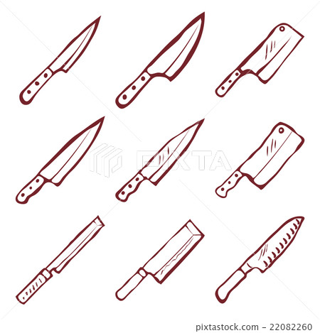 Set of nine kitchen knives vector 22082260