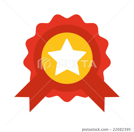 Red label with ribbons and star vector 22082395
