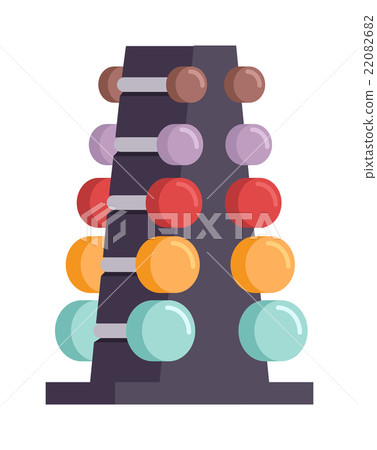 Rack with metal dumbbells stack vector equipment Rack with metal dumbbells stack vector equipment 22082682