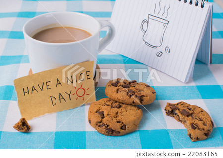 Coffee mug with notebook and message, have a nice 22083165