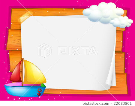 Border design with boat and clouds 22083801