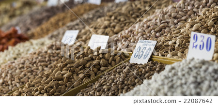 Osh bazaar in Kyrgyzstan, nuts, raisins for sale. Osh bazaar in Kyrgyzstan, nuts, raisins for sale. 22087642