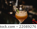 Wine glass with cocktail on bar background 22089276