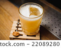 whiskey cocktail and natural ice on bar 22089280