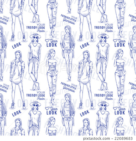 Fashion pattern. Trendy look girls Fashion pattern. Trendy look girls 22089683