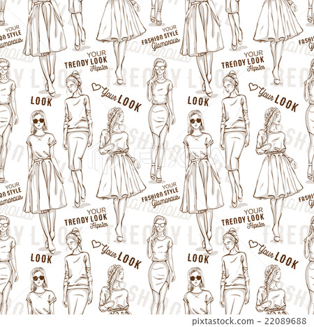 Fashion pattern. Trendy look girls Fashion pattern. Trendy look girls 22089688