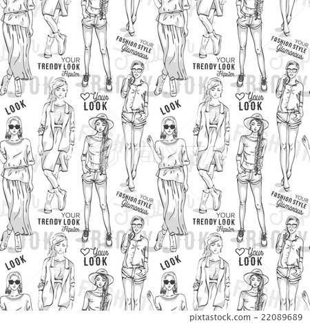 Fashion pattern. Trendy look girls Fashion pattern. Trendy look girls 22089689