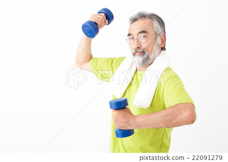Senior men who train muscle with iron arrays 22091279
