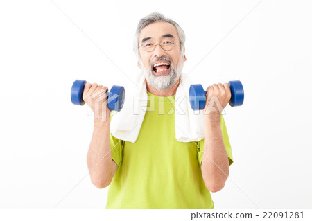 Senior men who train muscle with iron arrays Senior men who train muscle with iron arrays 22091281