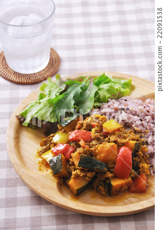 Cafe rice (pumpkin and paprika's keema curry) with recipe 22091538