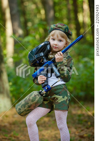 girl in camouflage suit with rifle girl in camouflage suit with rifle 22092493