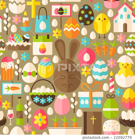 Easter Holiday Flat Light Brown Seamless Pattern Easter Holiday Flat Light Brown Seamless Pattern 22092779