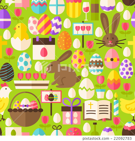 Easter Vector Flat Design Green Seamless Pattern - Stock Illustration ...