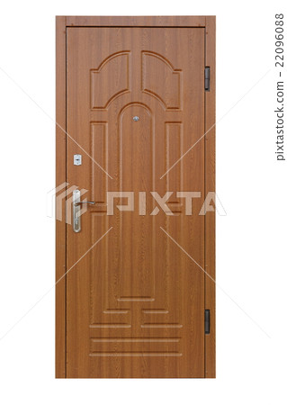 Brown alder wood closed door isolated on white Brown alder wood closed door isolated on white 22096088