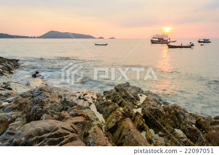 Long Exposure of Sunset and rock at Kalim beach 22097051