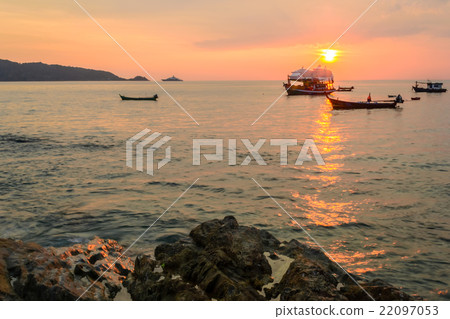 Sunset at Kalim beach and boat, Phuket ,Thailand Sunset at Kalim beach and boat, Phuket ,Thailand 22097053