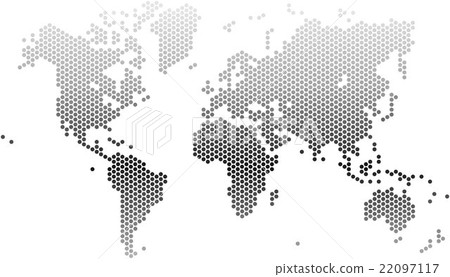 Dots world map on white background, vector illustr - Stock Illustration ...