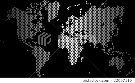 Dots world map on white background, vector illustr - Stock Illustration ...