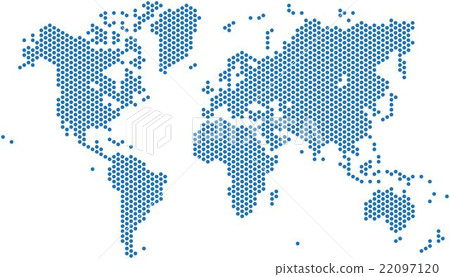 Dots world map on white background, vector illustr - Stock Illustration ...