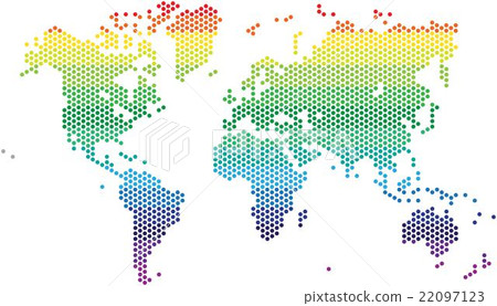 Dots world map on white background, vector illustr - Stock Illustration ...