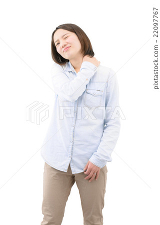 白色背面圖片的休閒裝20年代女性 22097767