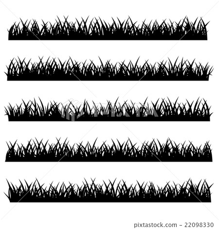 Silhouette of Grass Set Isolated on White 22098330