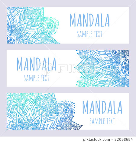 Set of beautiful floral banners. Vector Mandala Set of beautiful floral banners. Vector Mandala 22098694