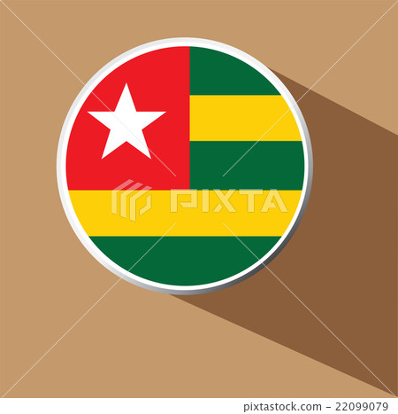 Vector - Togo flag button icon with long shadow Vector - Togo flag button icon with long shadow 22099079