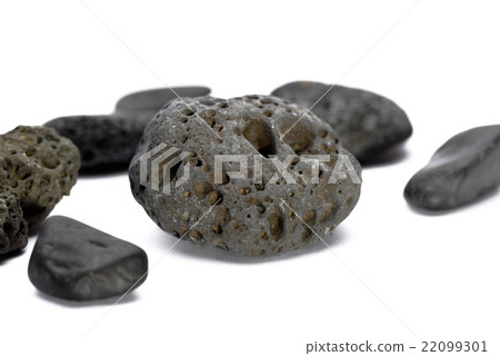 Black strange rock isolated on white 22099301