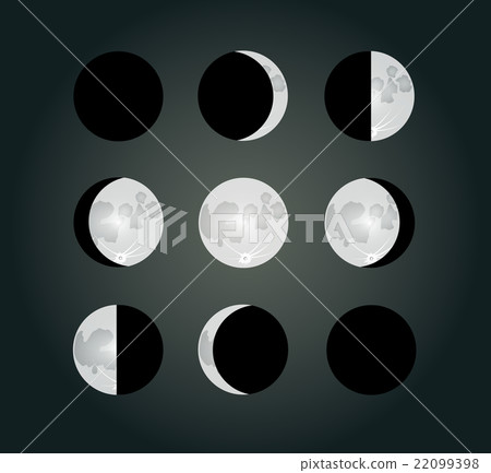 Moon phases on a dark background. EPS10 vector - Stock Illustration ...