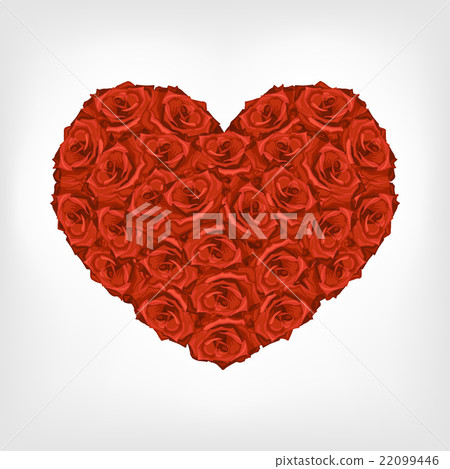 Vector illustration of heart from red roses - Stock Illustration ...