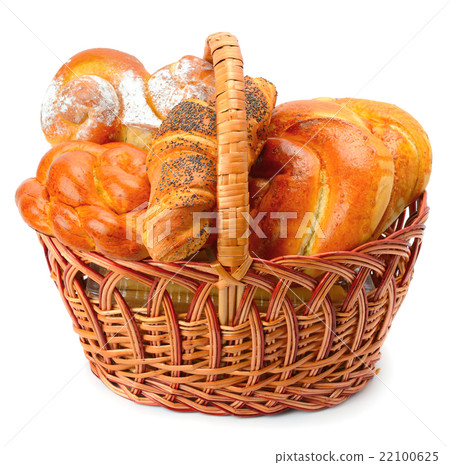 sweet rolls in basket isolated on white background 22100625